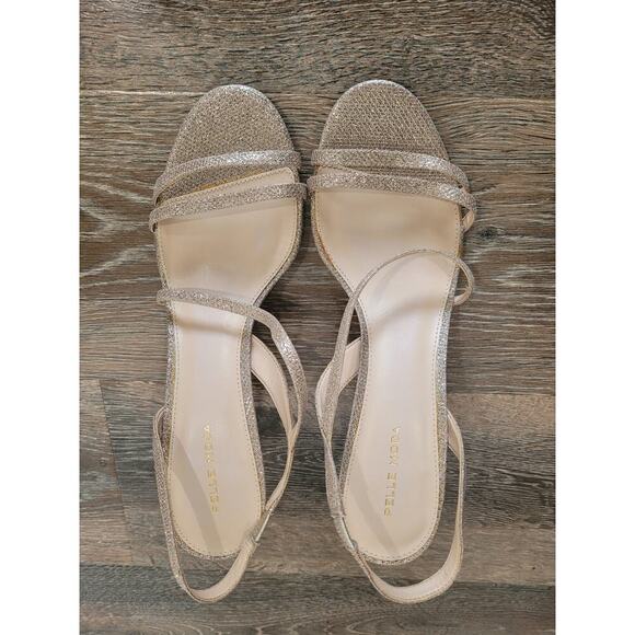 Pella Moda Women's Rooni Mid Heel Gold Strappy Sandal‎ size 11 Sparkly #7 - Picture 1 of 7